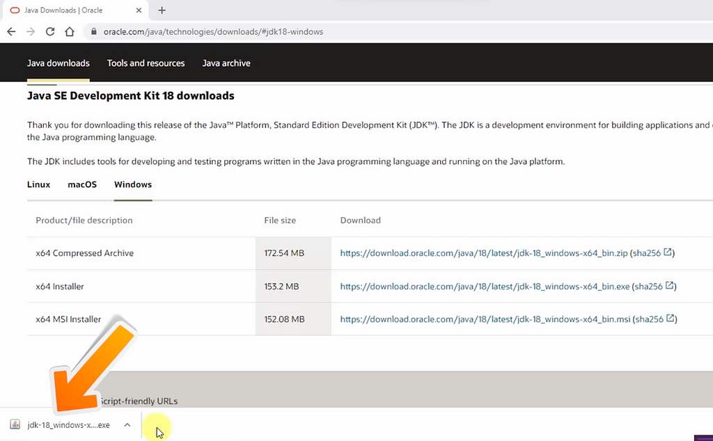 Java 18 Downloaded