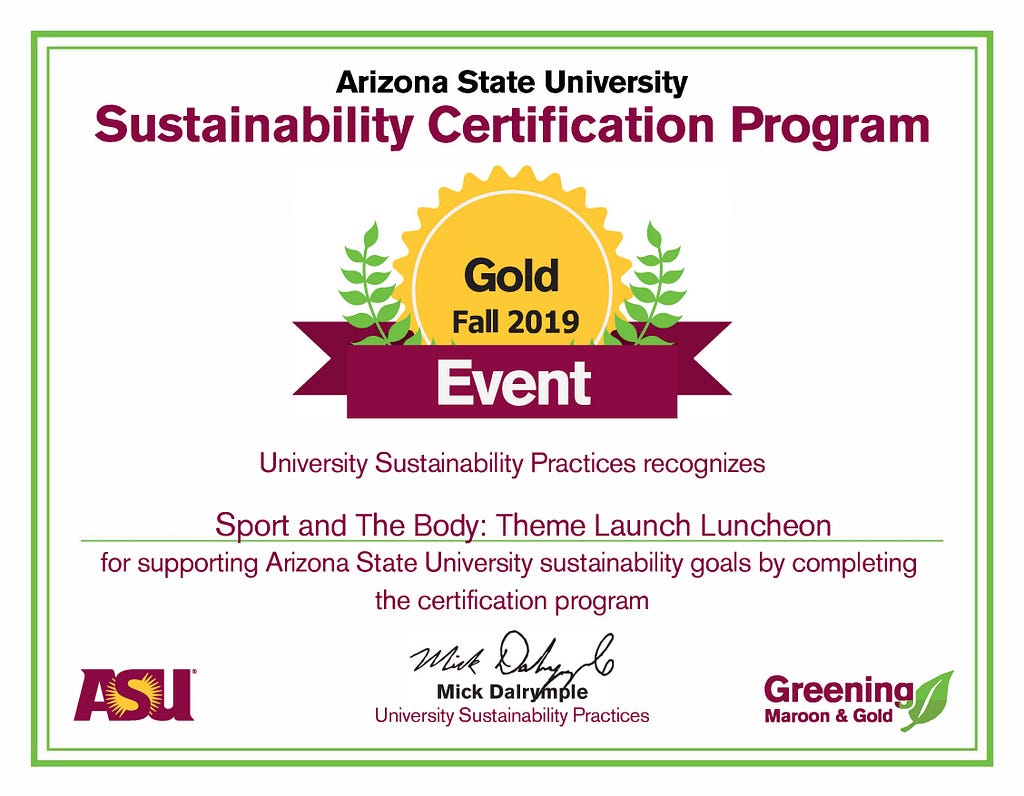 GSI’s first sustainability gold certified event, Sport and The Body: Theme Launch Luncheon, took place in August 2019.