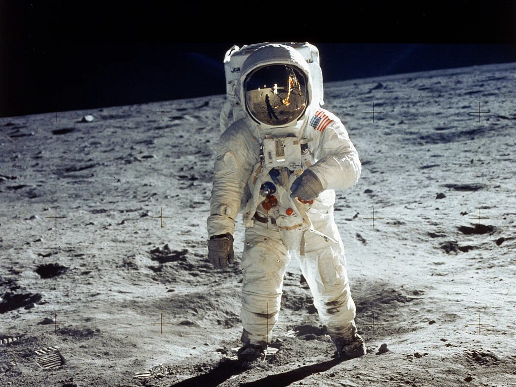 Buzz Aldrin walking on the Moon during the Apollo 11 mission. Image credit: NASA