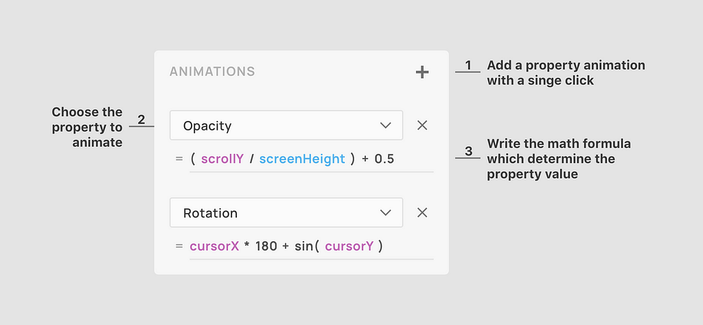 Prototype of the new “Animations” panel for Adobe XD