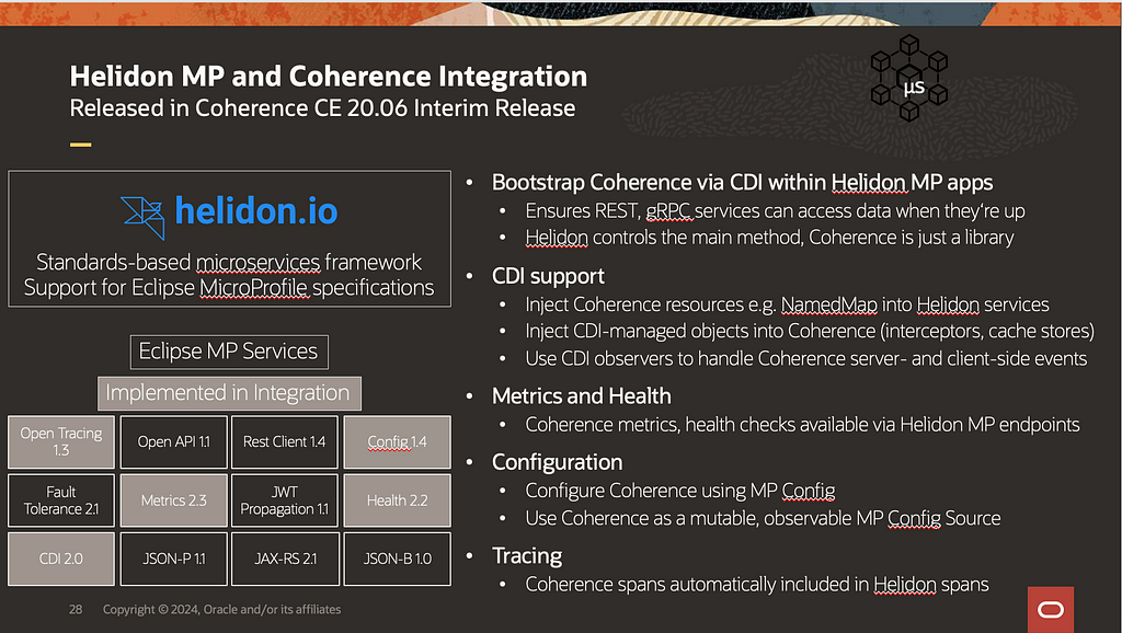 Helidon MP and Coherence Integration Points