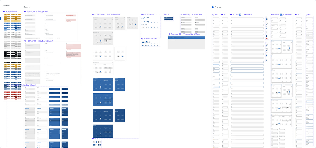 Our Figma Design System before cleanup