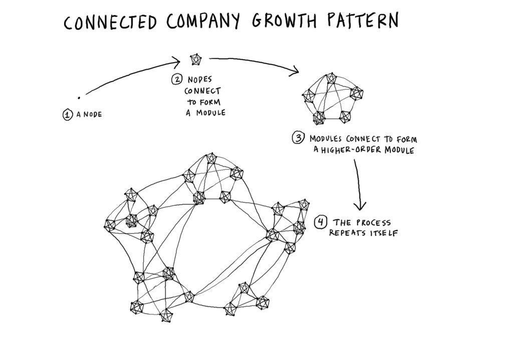 Imagem de padrão de crescimento de empresas conectadas de acordo com o livro “A Empresa Conectada” de Dave Gray