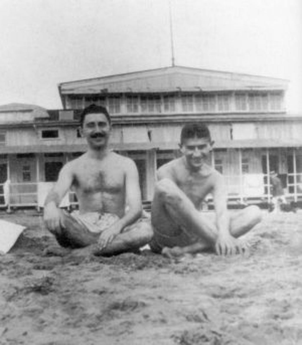 Max Brod and Franz Kafka at the beach, image courtesy of Wikimedia Commons
