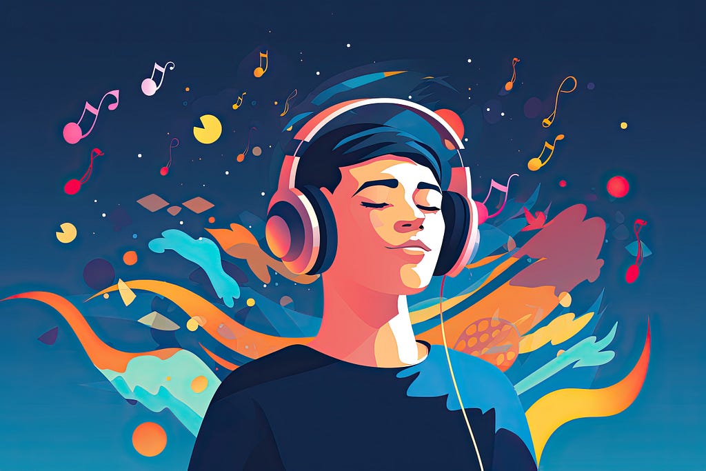 A boy listening to music. source: by freepik