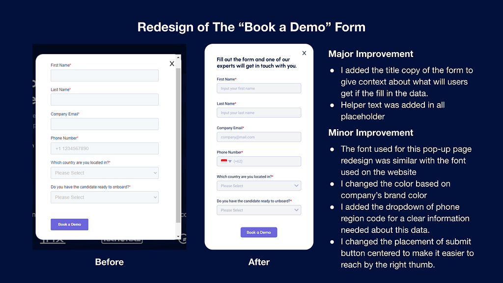 Redesign of “Book a Demo” Form