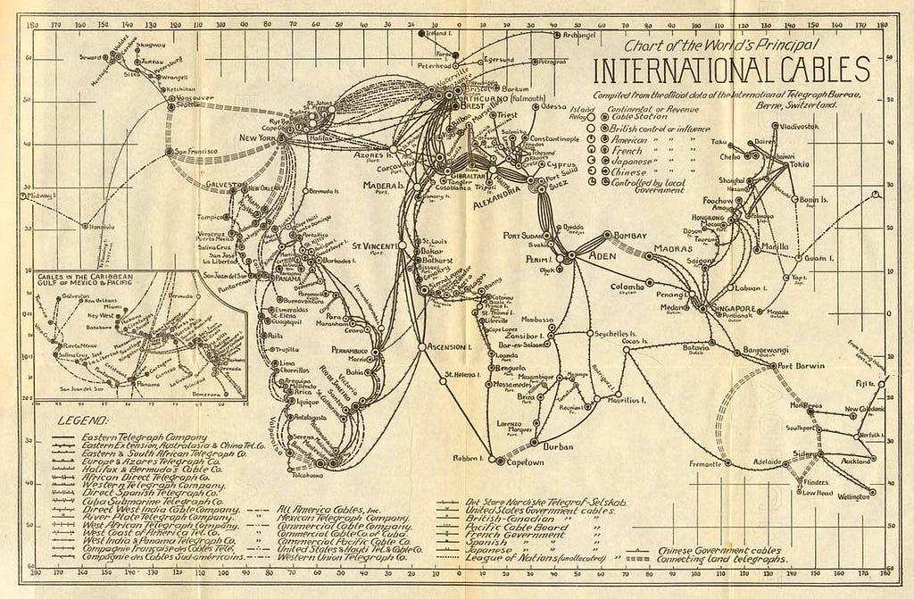 Cable map circa 1950