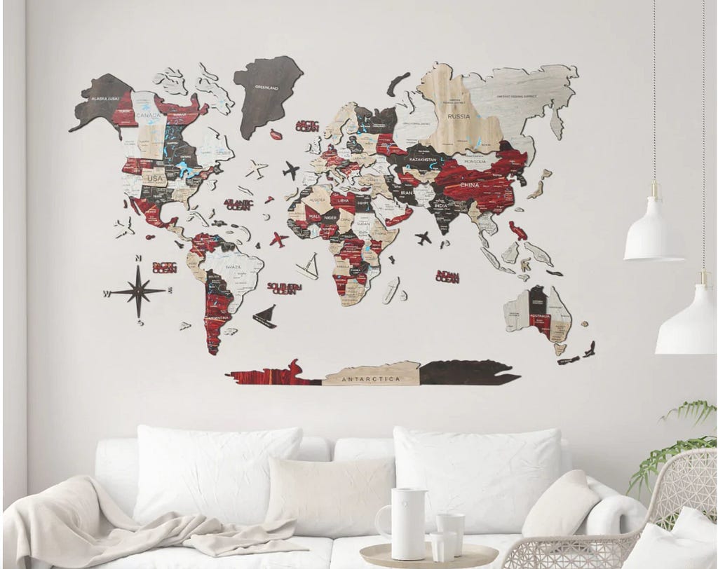 Buy 3D Luminous Colored Wooden World Map Online