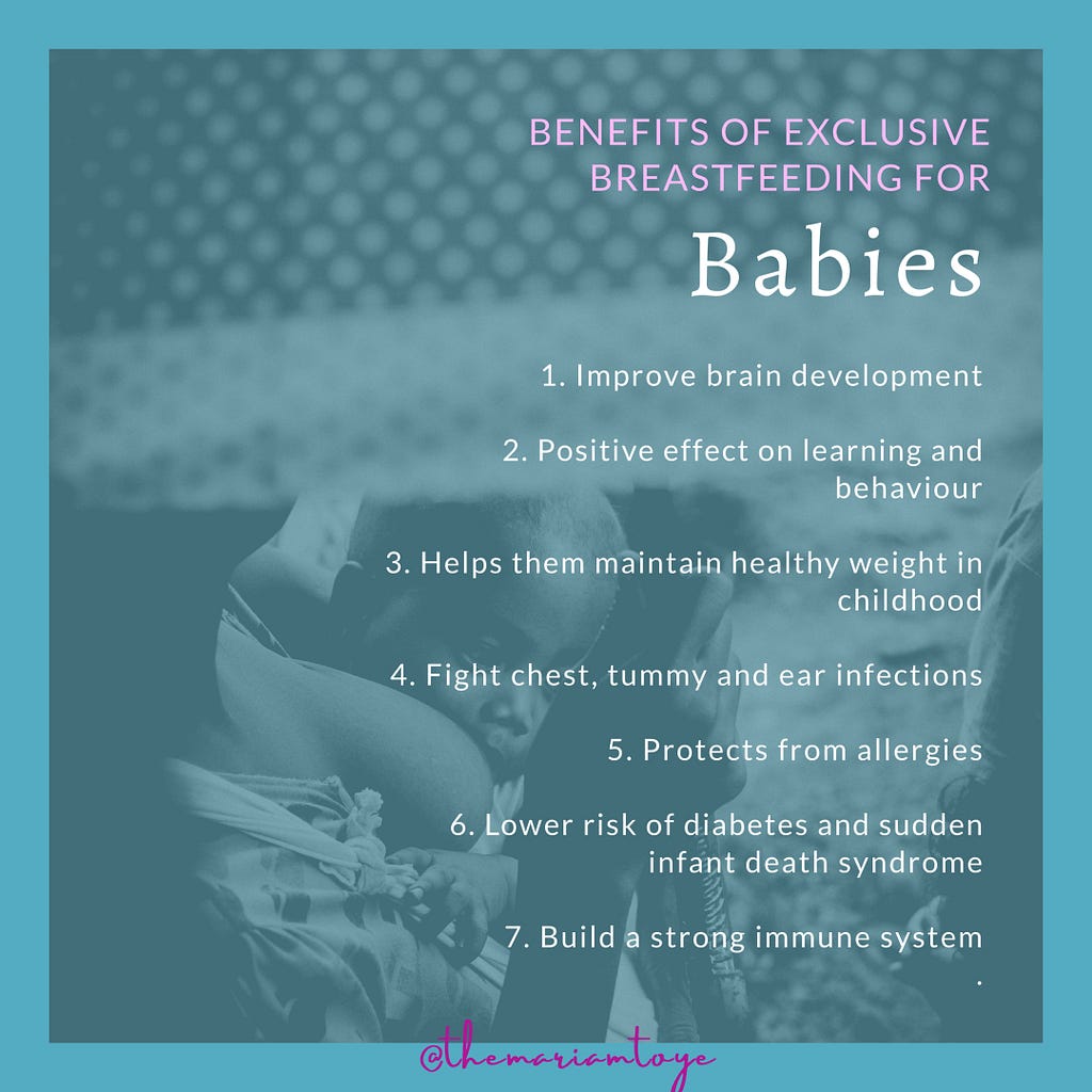 List of benefits of breastfeeding for babies