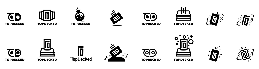 Black and white logo exploration for TopDecked