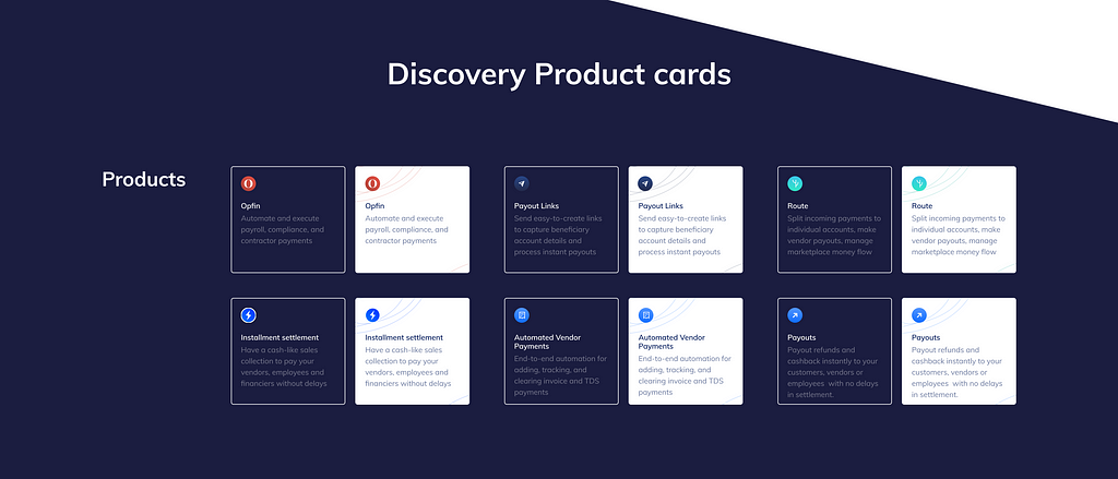 Image showcasing suggested product cards and their hover states