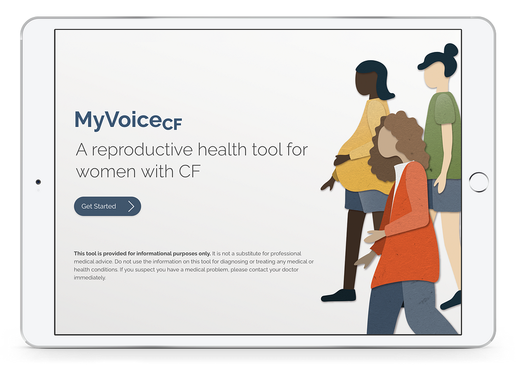 Image of the MyVoiceCF app on an iPad