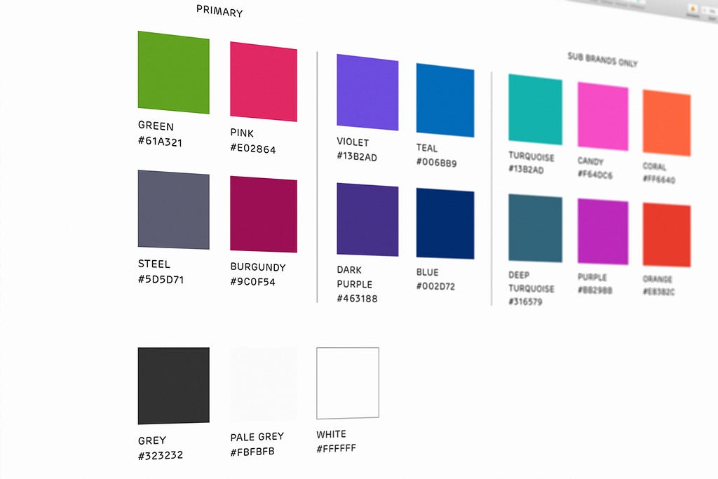 The client’s colour palette