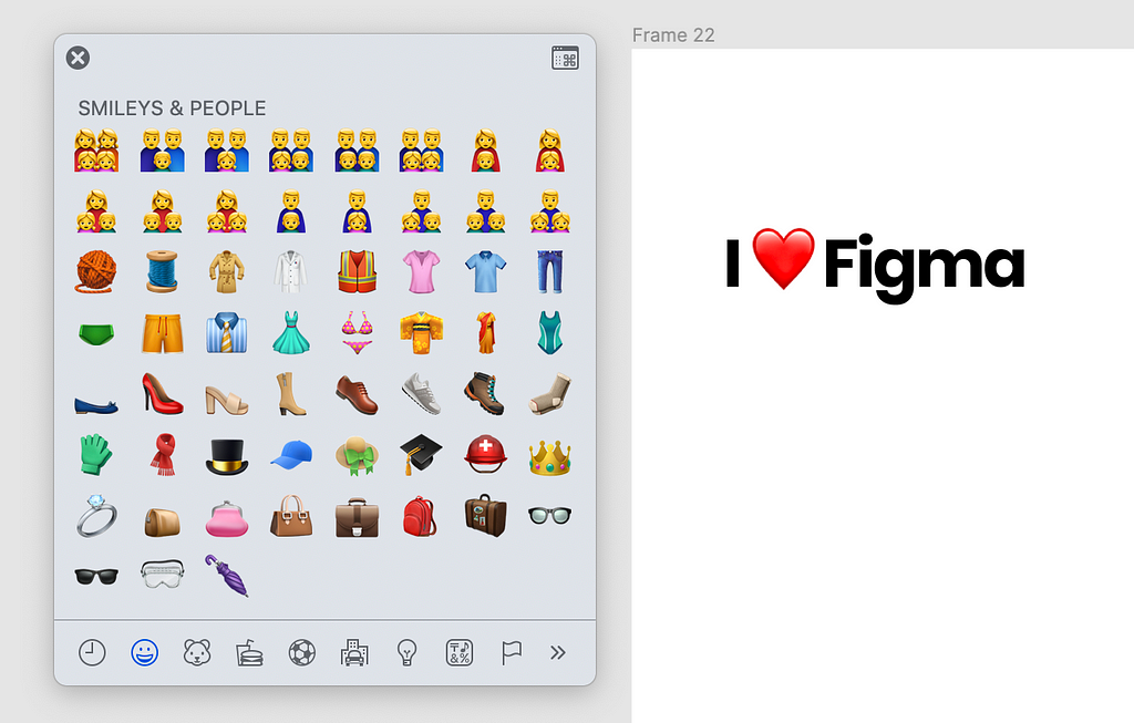 A screenshot showing the emoji modal