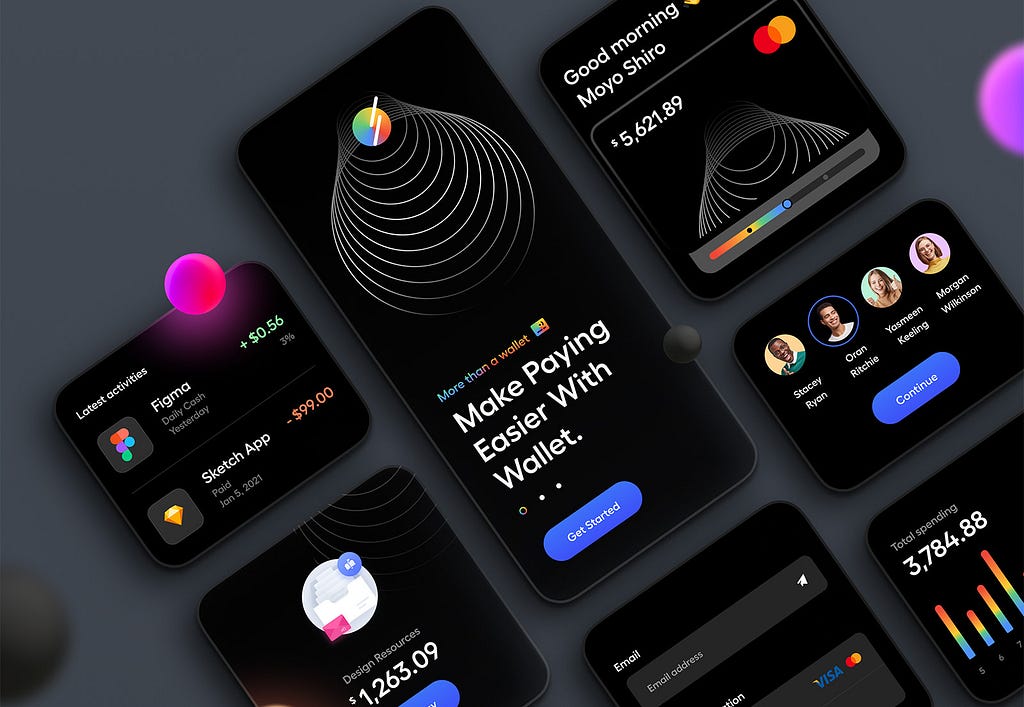 Finance app with dark UI