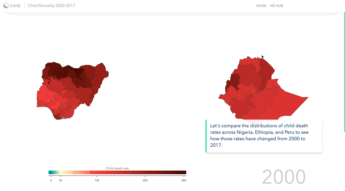 A scrolling data story about mapping global child mortality rates.