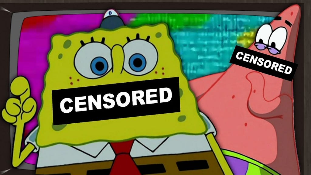 Spongebob Squarepants with a Censored sign over his mouth.