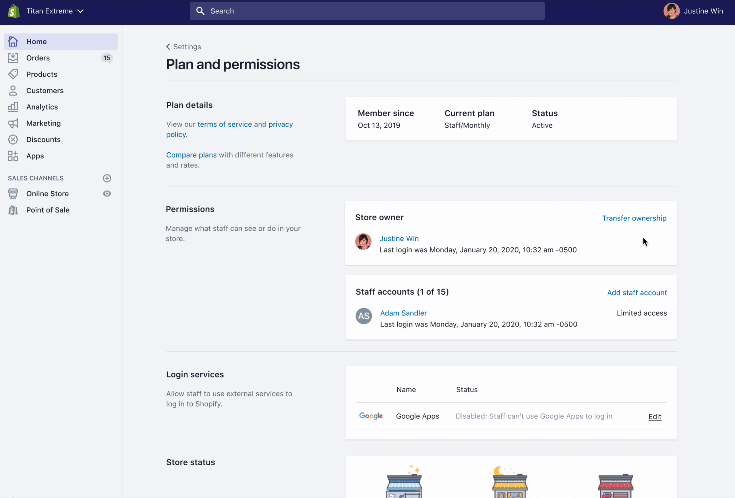 A walkthrough screenshot of the workflow for inviting a new store owner.