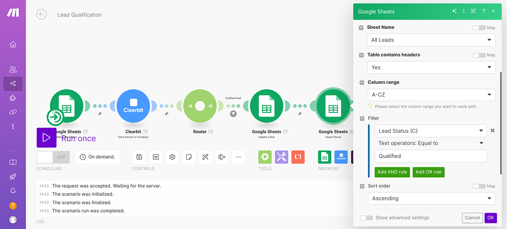 Updating a row in Google Sheets