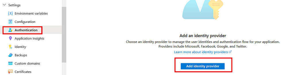 Image showing “Add identity provider” button