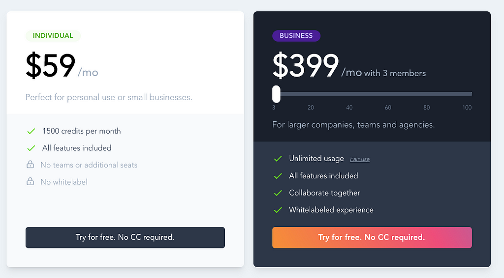 Headlime two tier pricing