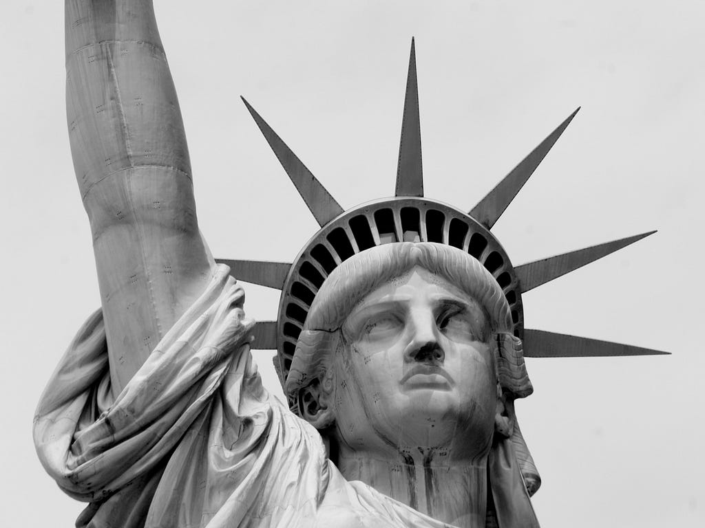 Image of a close-up of the face of the Statue of Liberty