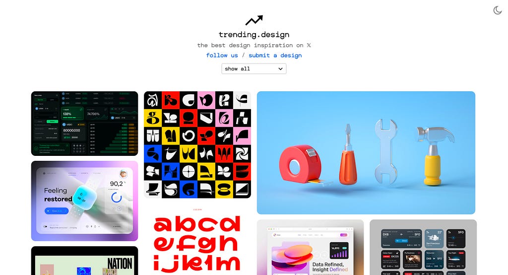 Homepage of Trending Design