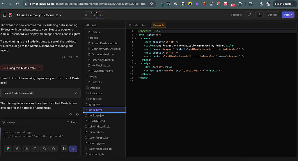 Code output from Anima App that prioritizes production-readiness and portability