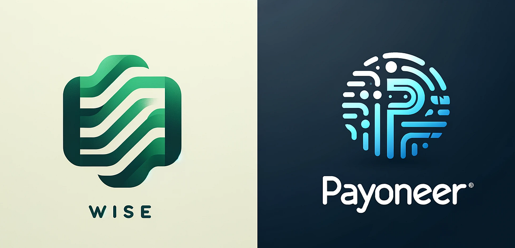 Wise vs Payoneer: Logos generated with DALL-E 3