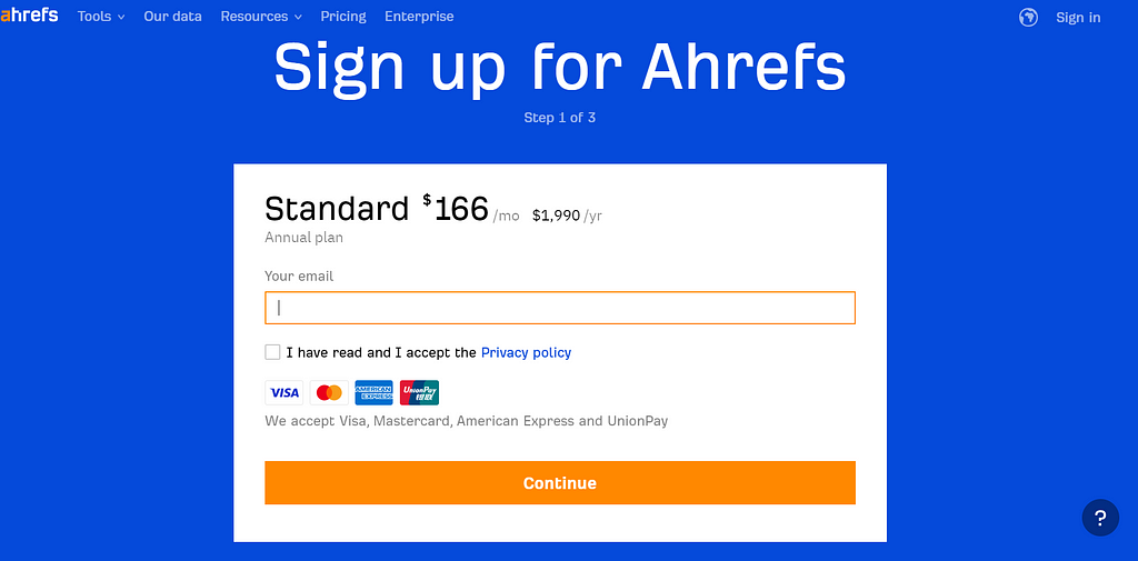 Sign Up For Ahrefs