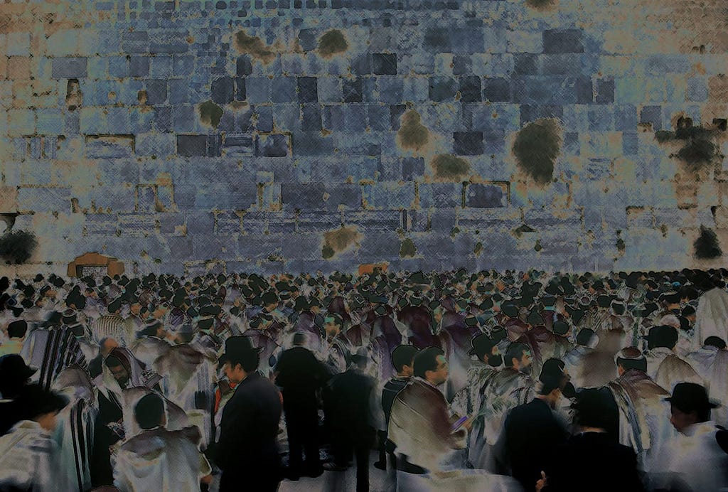 Photo illustration of the Kotel, working from slide taken a few decades ago