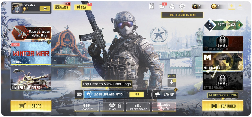 A screenshot of the mobile game Call of Duty