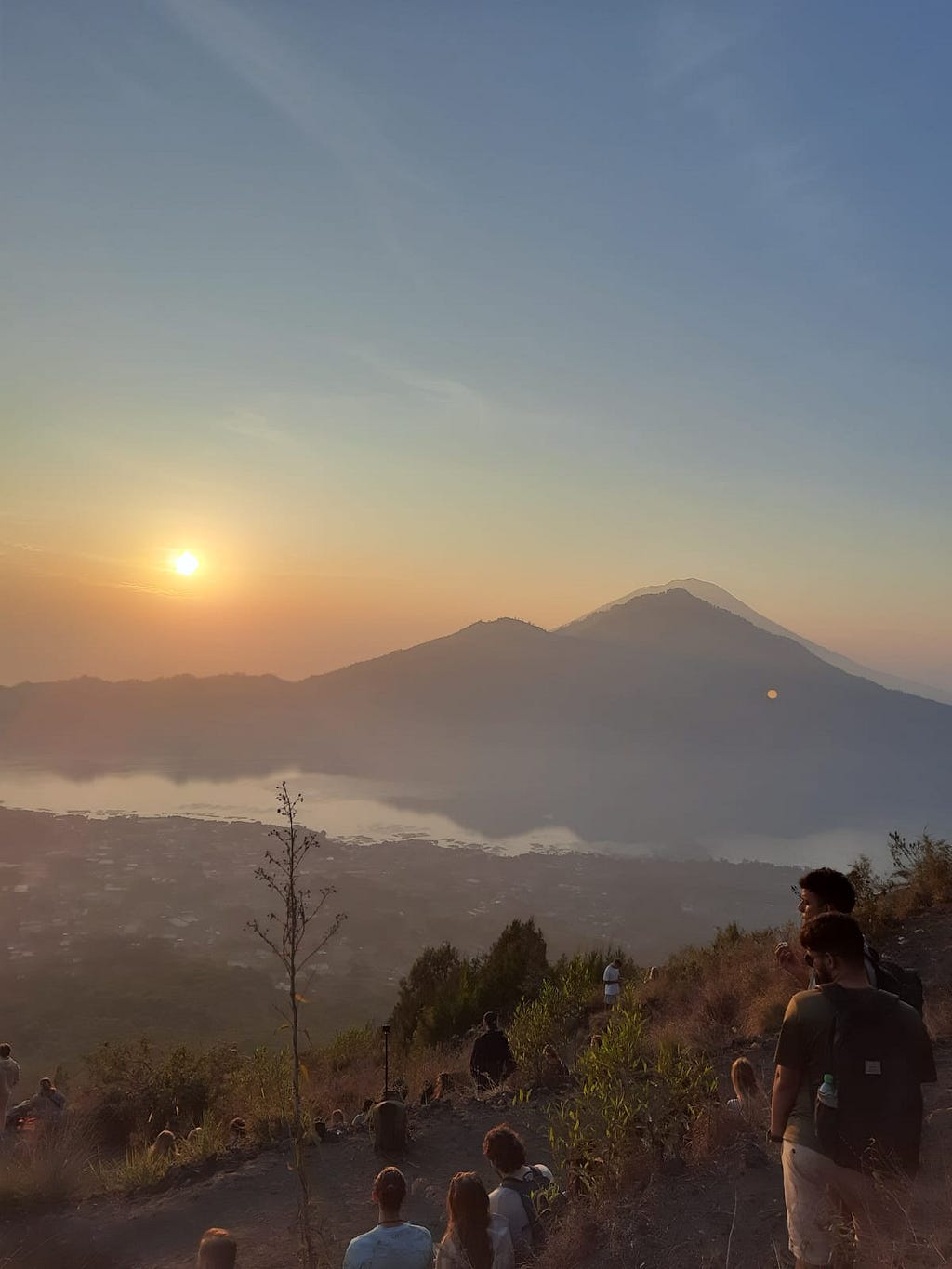 Sunrise view of Mt Agung from Mt Batur, Bali
