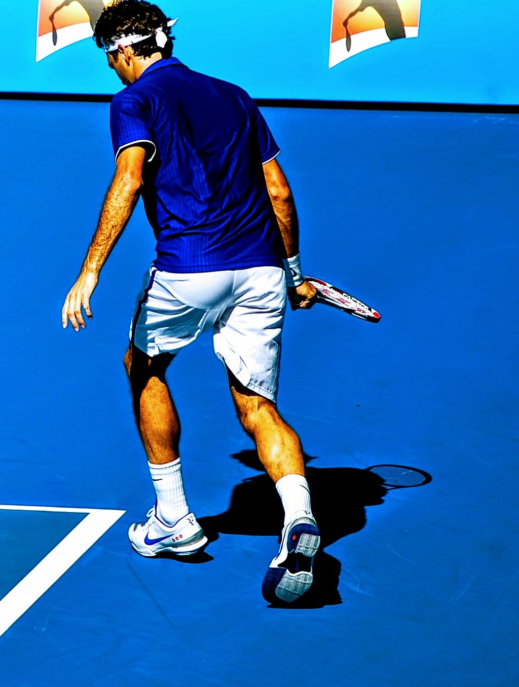 Roger Federer at the Australian Open playing in the Vapor Tennis shoes I helped create to build “Performance Product for the Players”