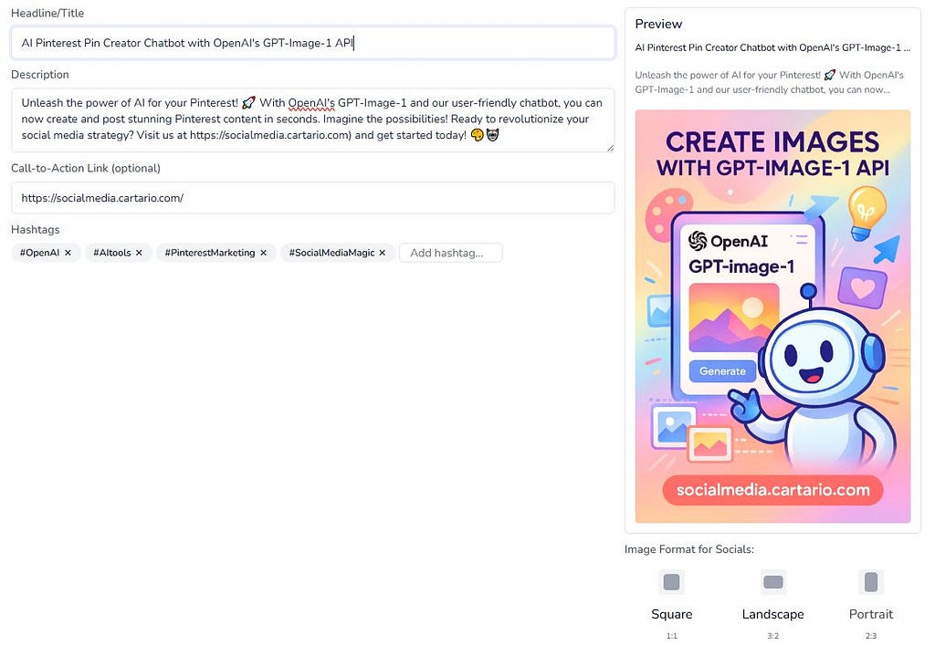 AI Social Media post form
