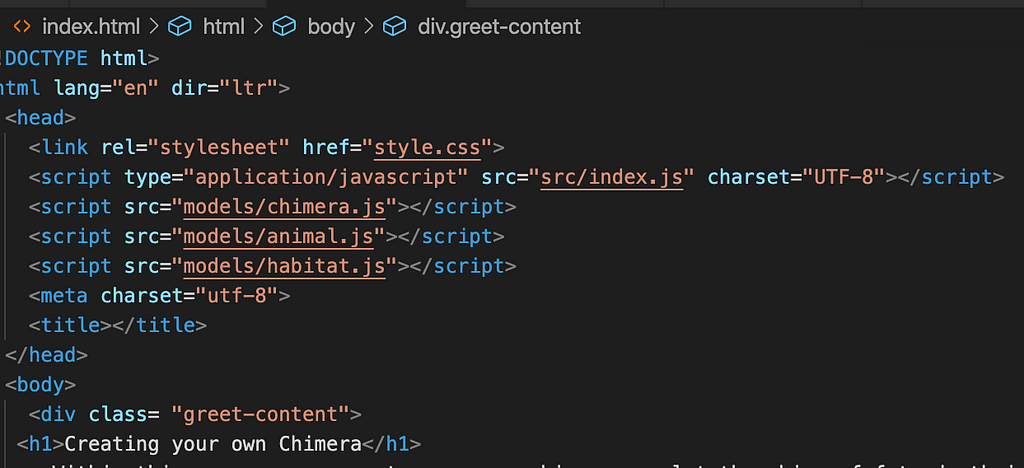 A screenshot of the javascript files added into HTML