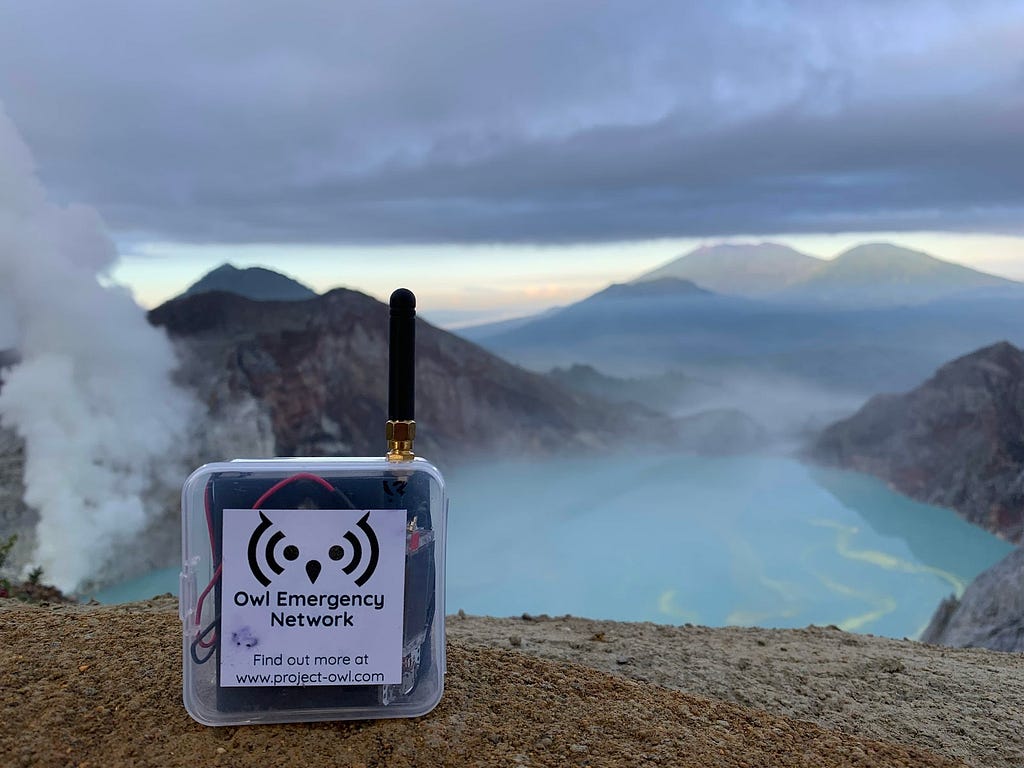 An early DuckLink prototype tested at a volcano in Bali, 2019.