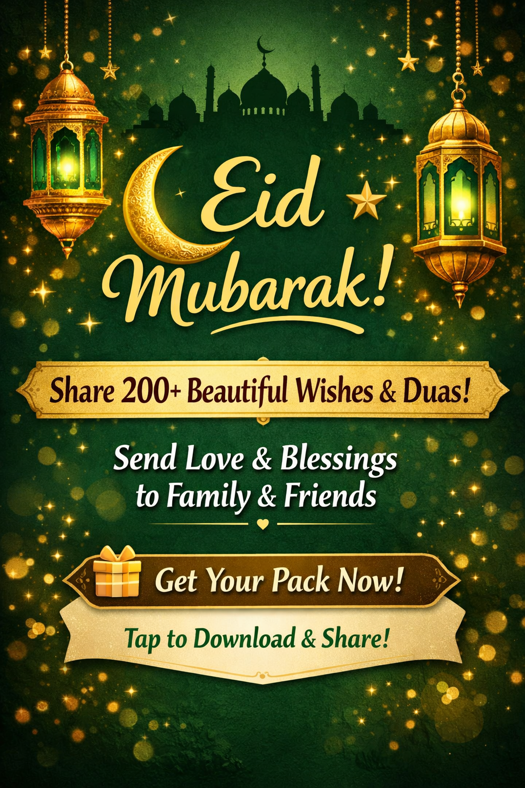200 Eid Mubarak And wishes Pack
