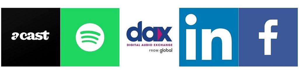 Acast, Spotify, Dax, LinkedIn, Facebook