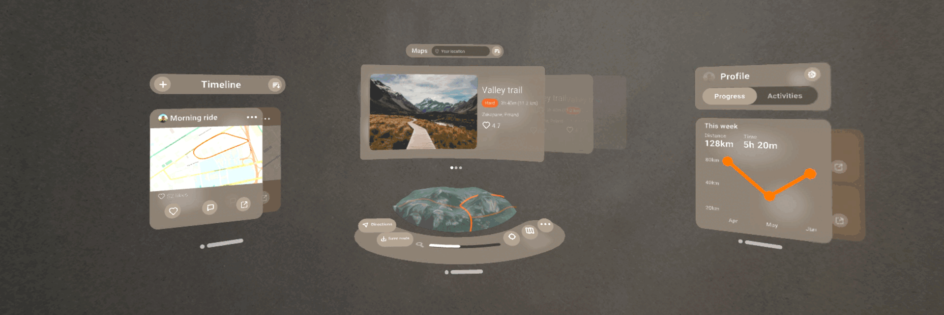 gif showing the final design adjusted for other AR platforms, e.g. different tab design for AndroidXR.