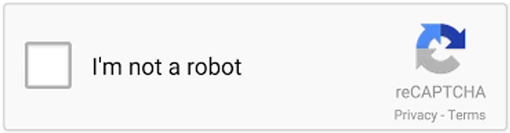 An image of a check box that users can click to denote that they are “not a robot”