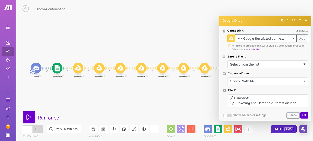 Download blueprint from Google Drive