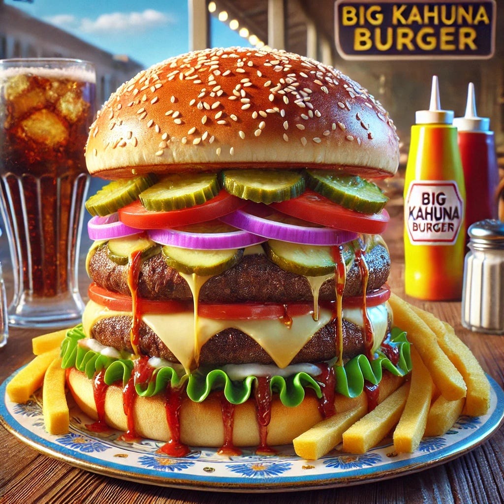 New DALL-E 3 AI Image Prompts — Best Burgers by Quentin Tarantino Only at Big Kahuna Burger /…