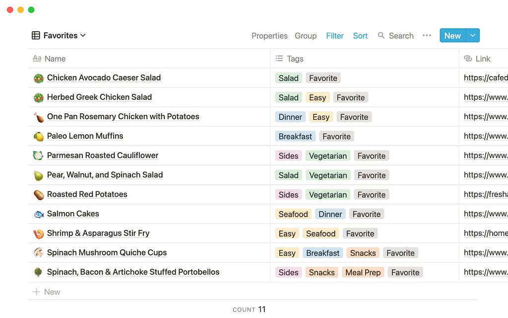 Notion Recipe Box template