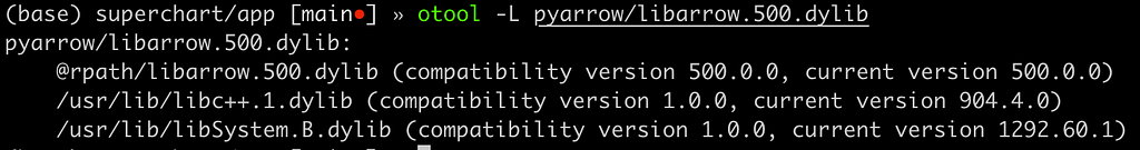 less dylib dependence of libarrow.500.dylib
