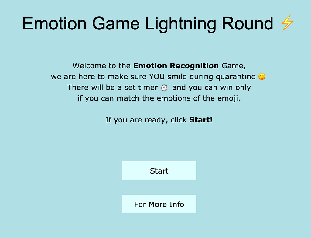 Emotion Recognition Game using Teachable Machine