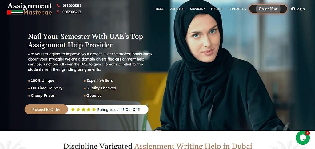 Assignment Master UAE — Website Snapshot