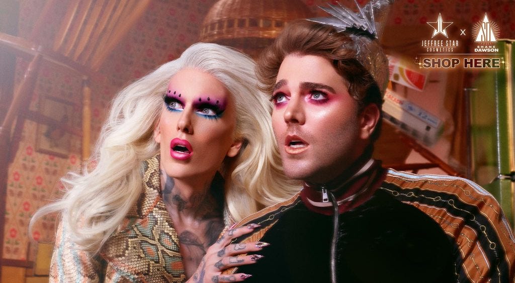Shane Dawson make-up promotional photo, with Jeffree Star
