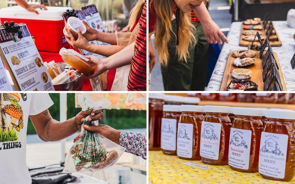 Compilation of video and photo stills from Goodsides’ production at a farmers market