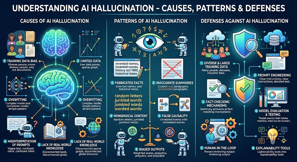 Day 14: Understanding AI Hallucination — Causes, Patterns & Defenses